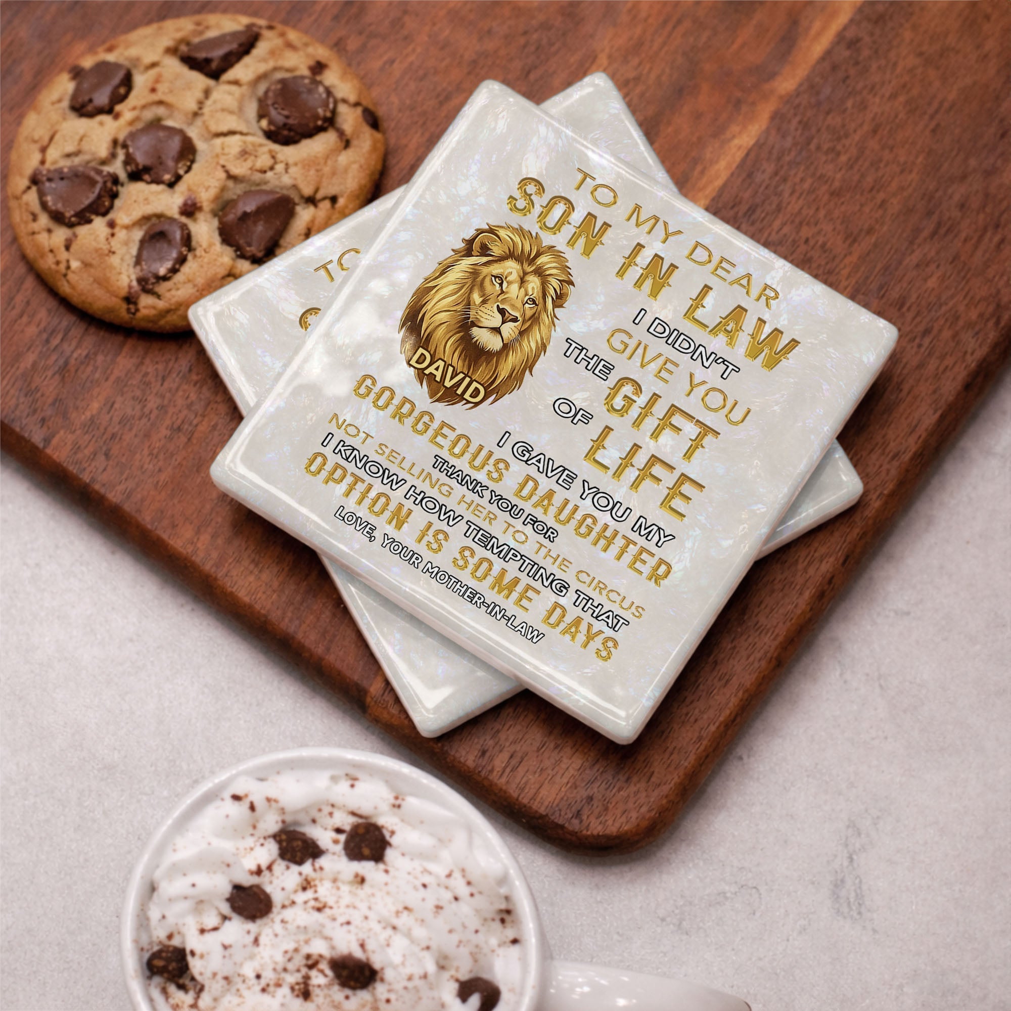 Personalized Ceramic Coaster Custom Gift for Son-in-Law