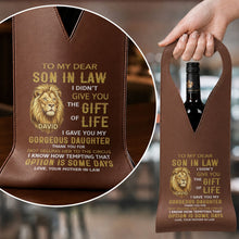 Load image into Gallery viewer, Personalized Leather Wine Bag Custom Name Gift for Son-in-Law
