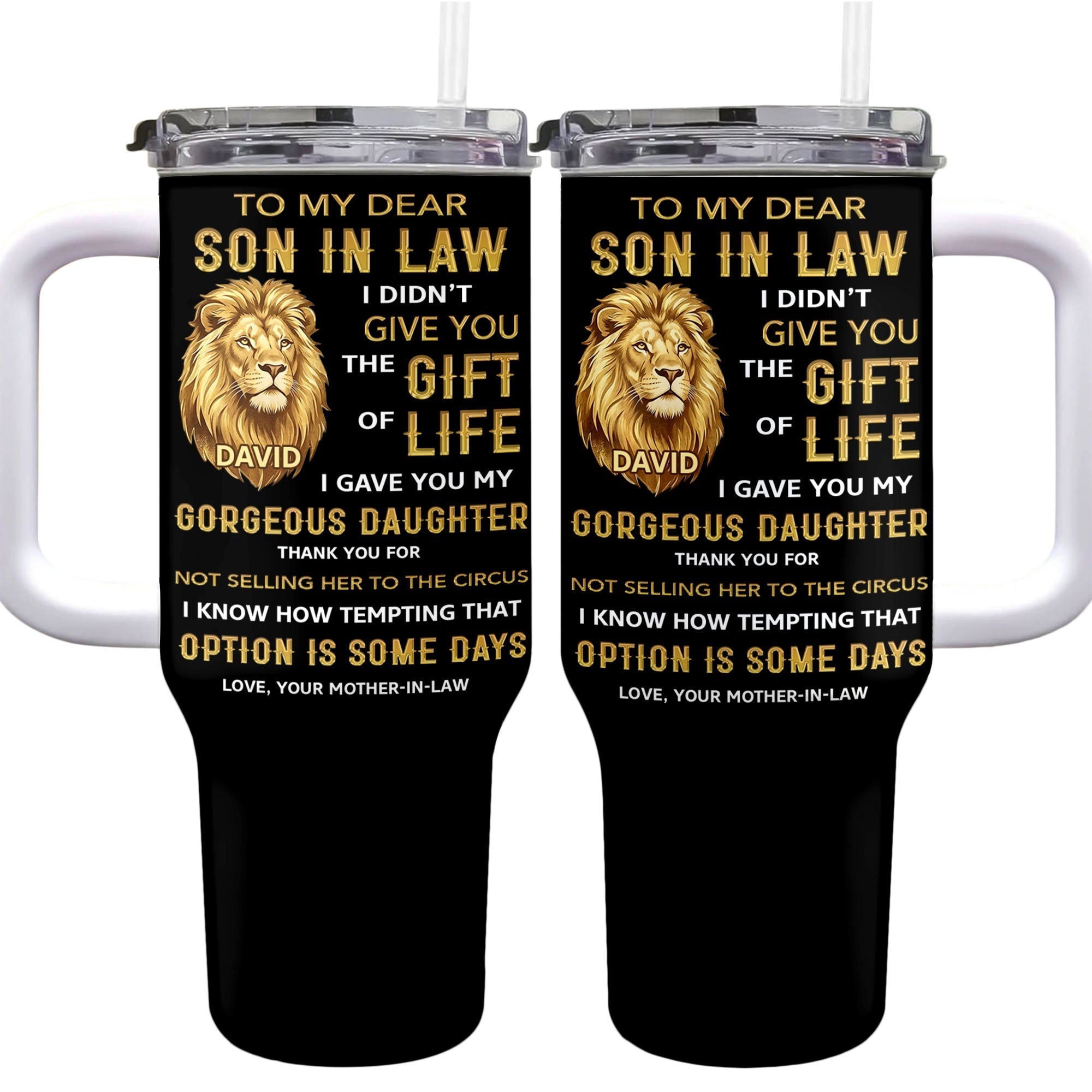 Personalized 40oz Tumbler Custom Gift for Son-in-Law