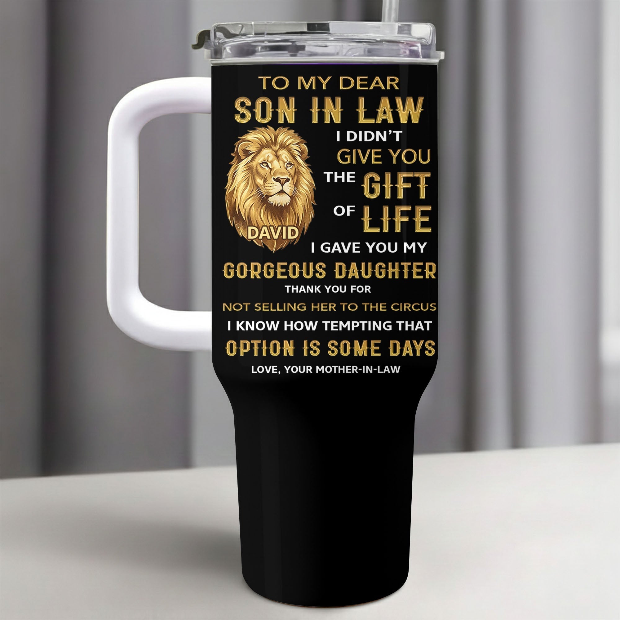 Personalized 40oz Tumbler Custom Gift for Son-in-Law