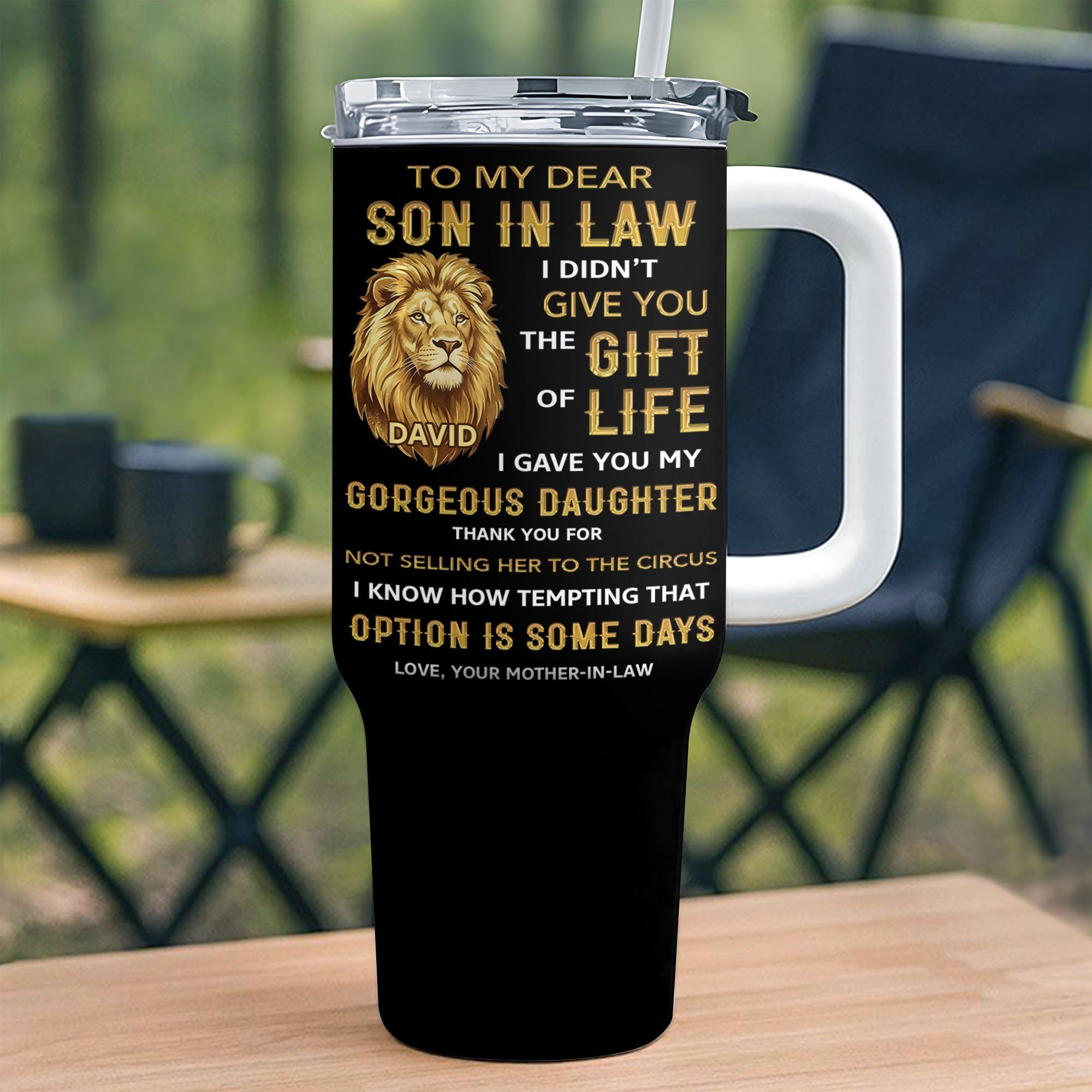 Personalized 40oz Tumbler Custom Gift for Son-in-Law