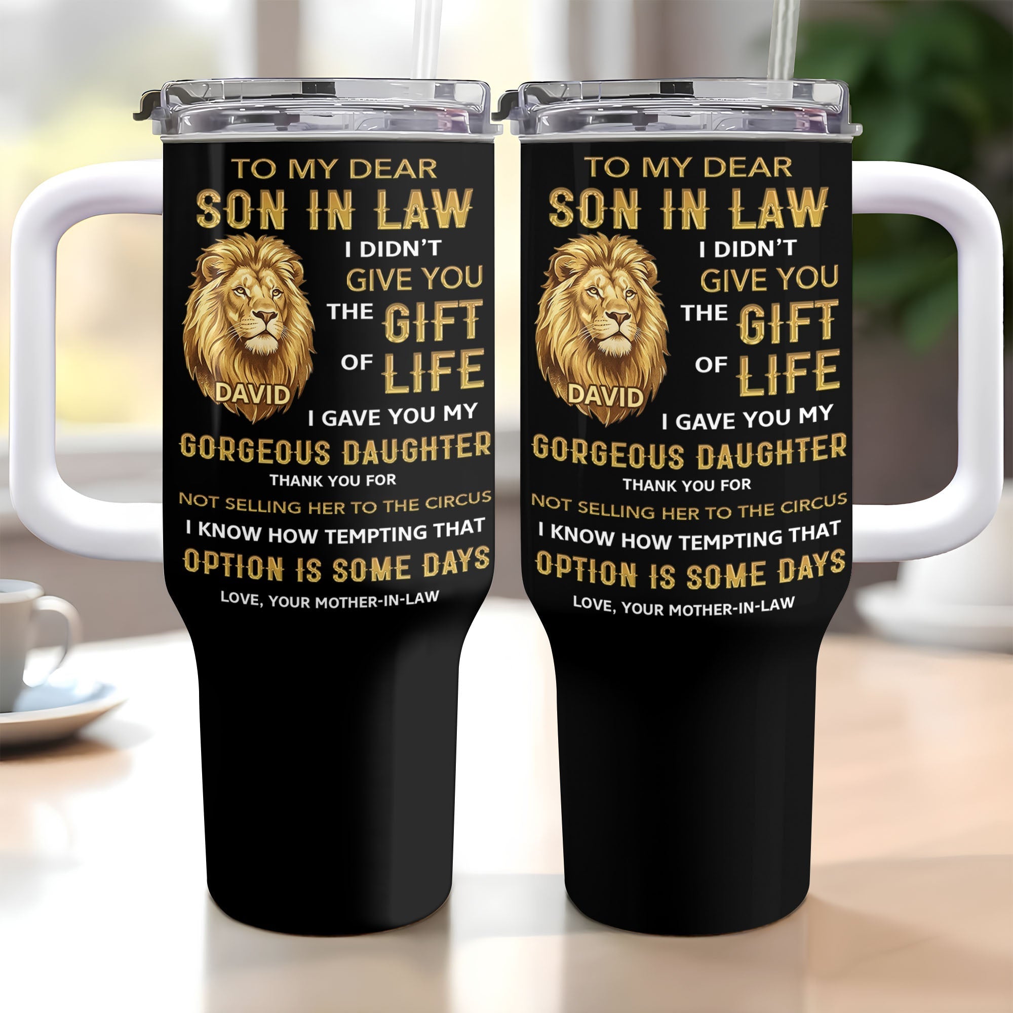 Personalized 40oz Tumbler Custom Gift for Son-in-Law