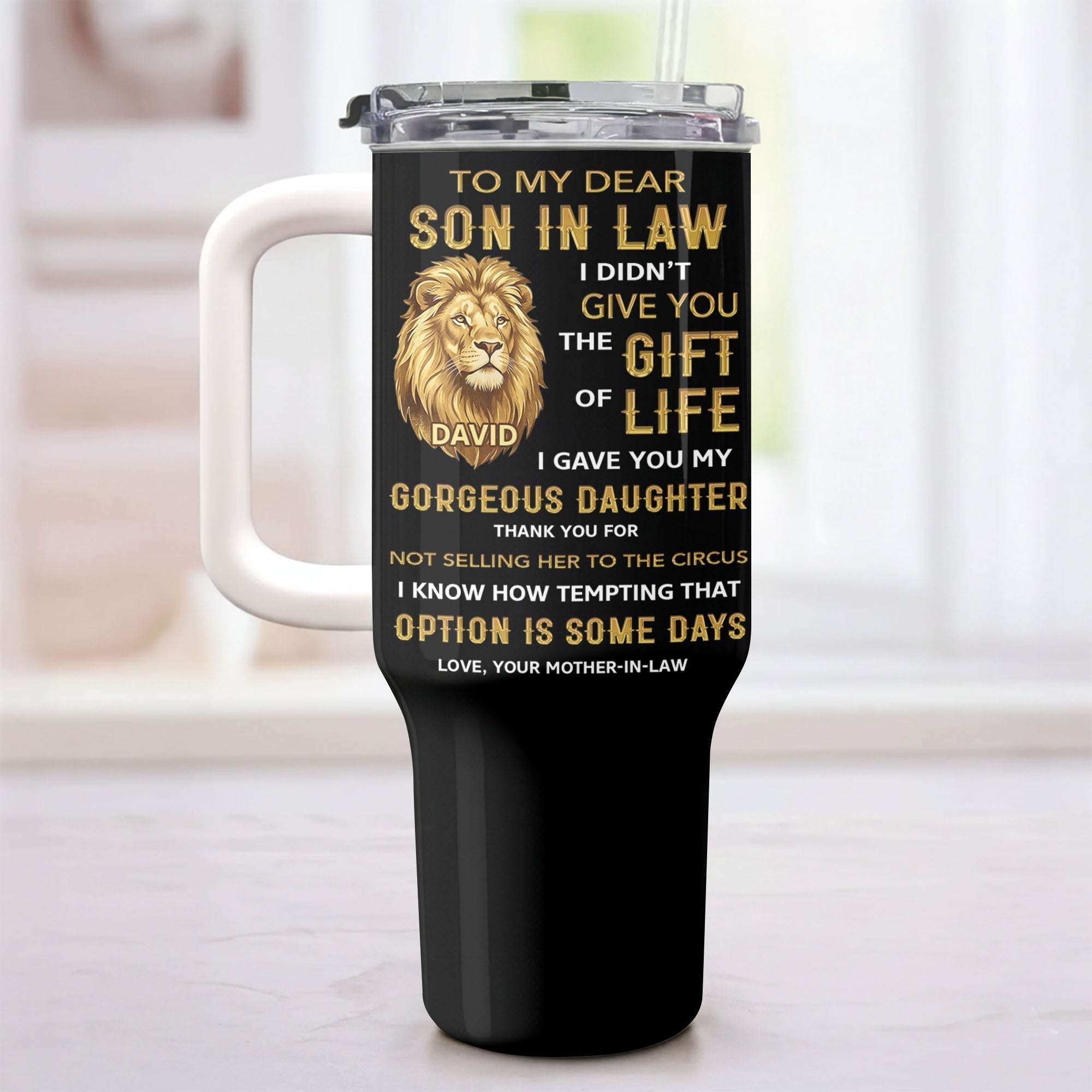 Personalized 40oz Tumbler Custom Gift for Son-in-Law