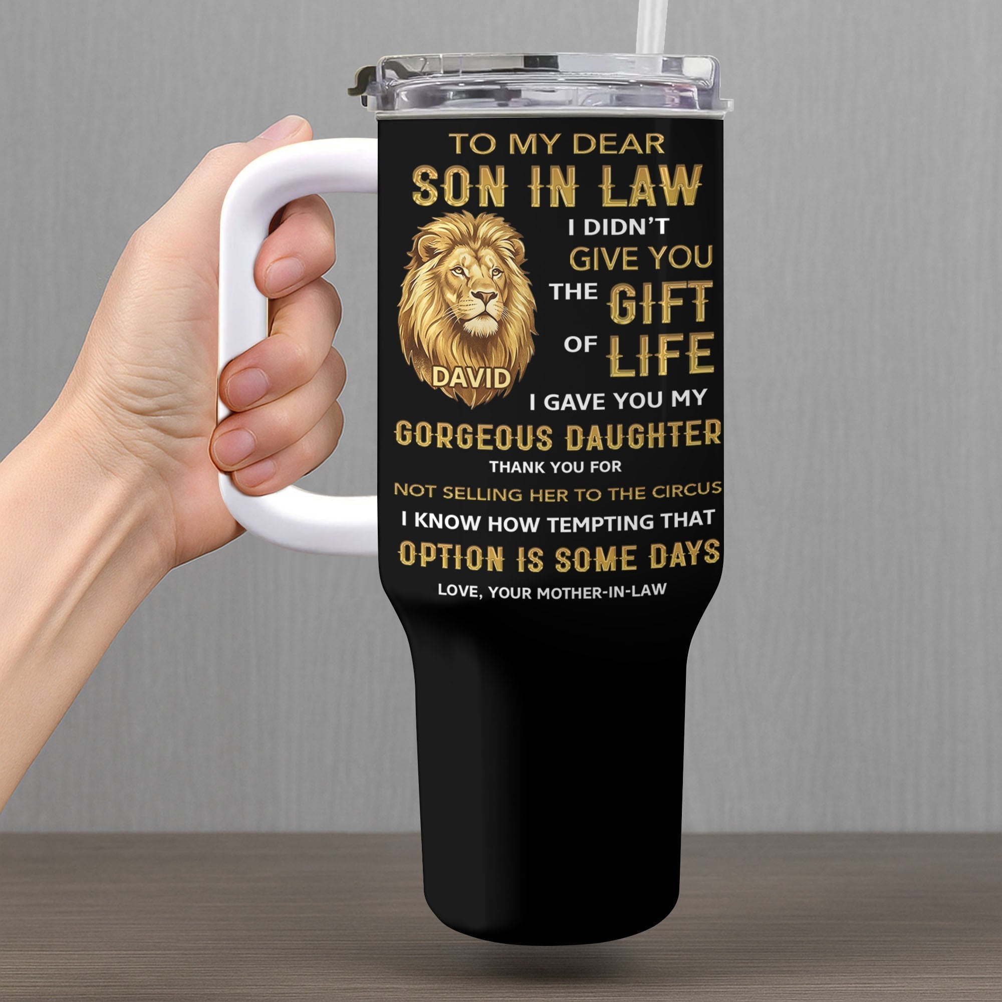 Personalized 40oz Tumbler Custom Gift for Son-in-Law