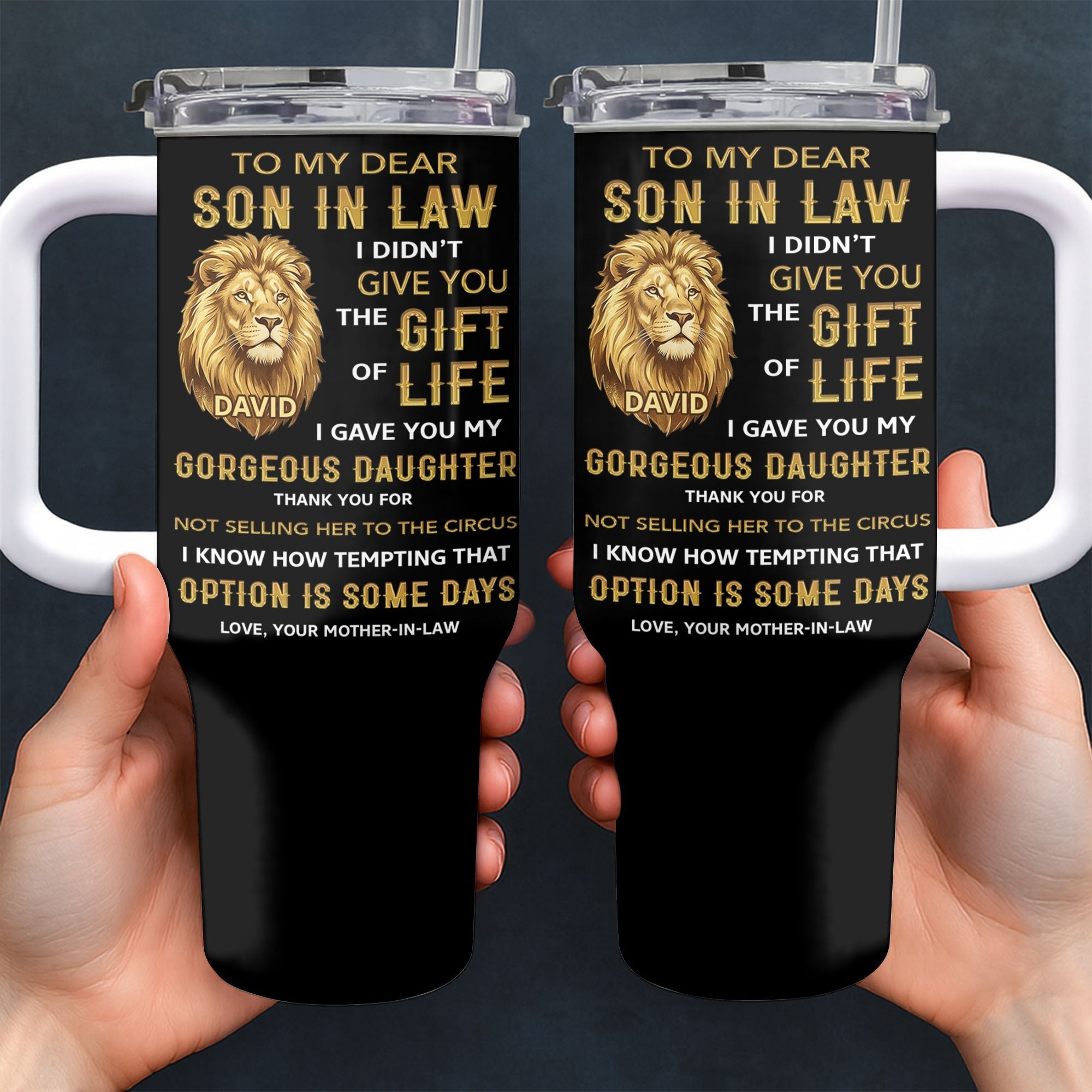 Personalized 40oz Tumbler Custom Gift for Son-in-Law