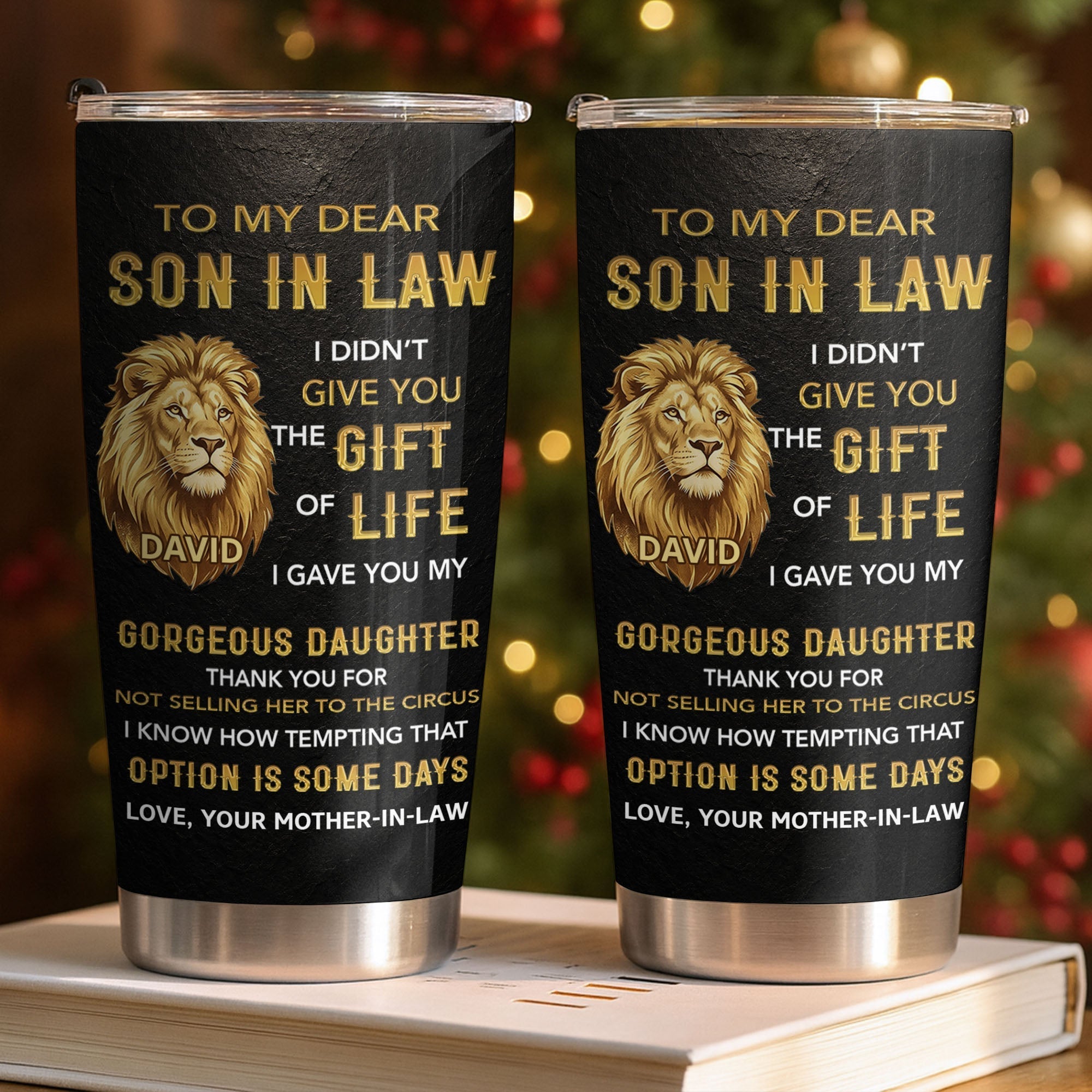 Personalized 20oz Stainless Steel Tumbler Gift for Son-in-Law