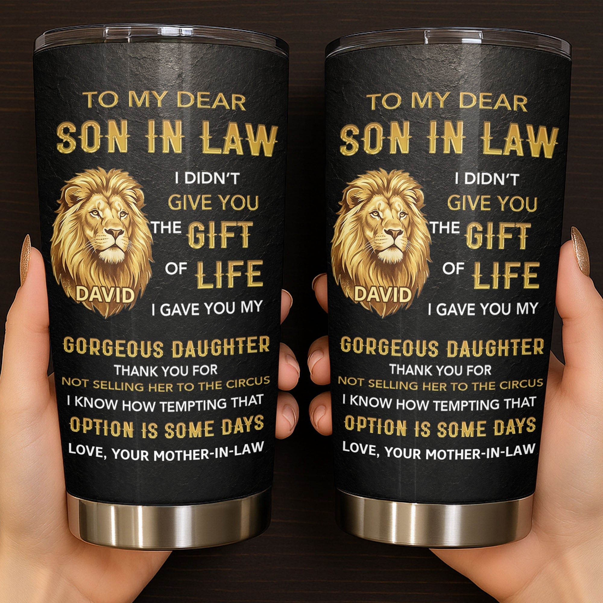 Personalized 20oz Stainless Steel Tumbler Gift for Son-in-Law