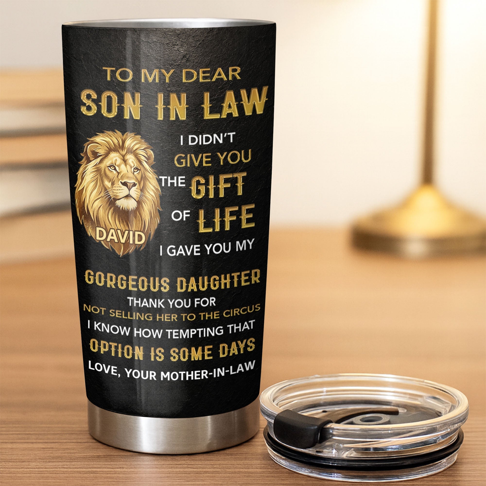 Personalized 20oz Stainless Steel Tumbler Gift for Son-in-Law
