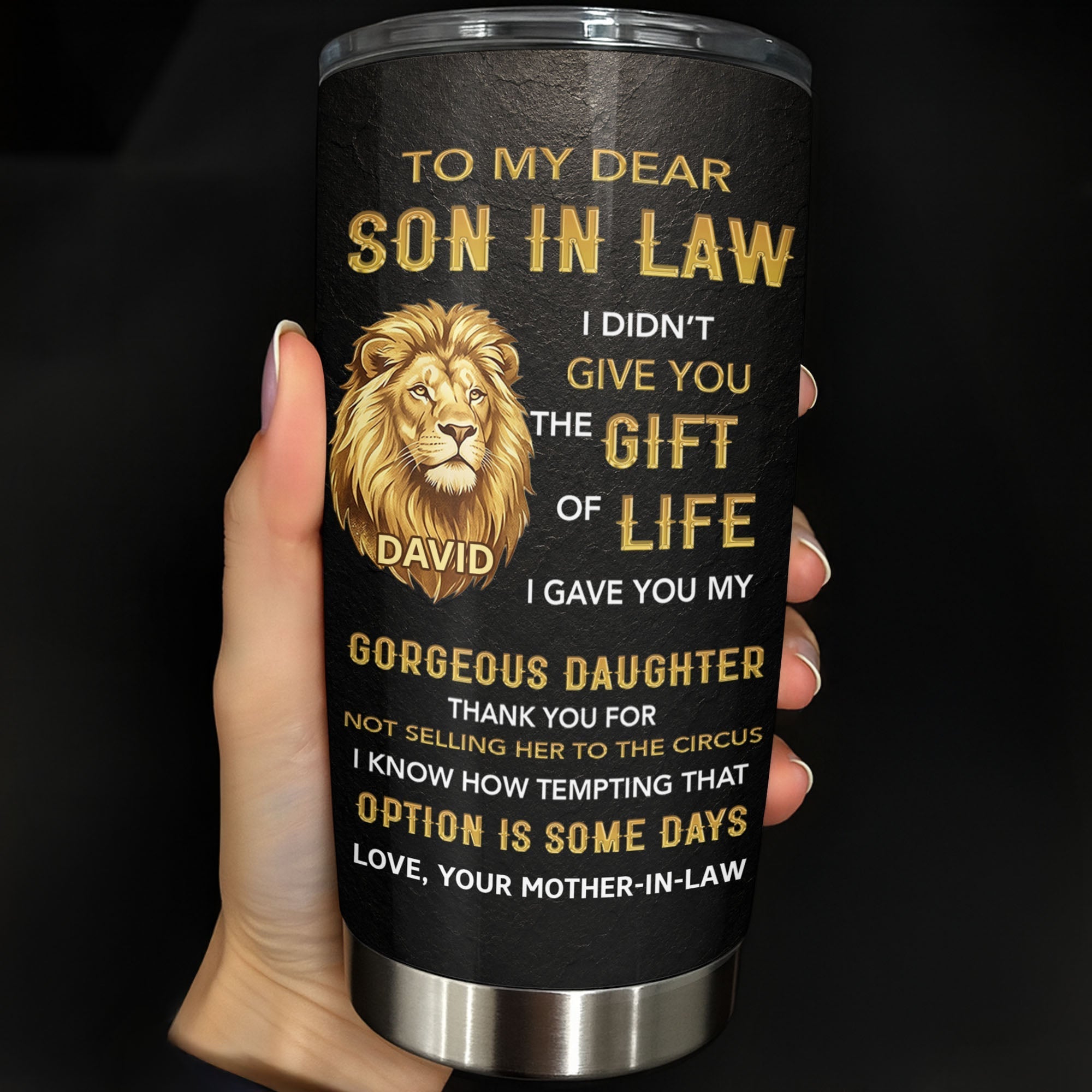 Personalized 20oz Stainless Steel Tumbler Gift for Son-in-Law