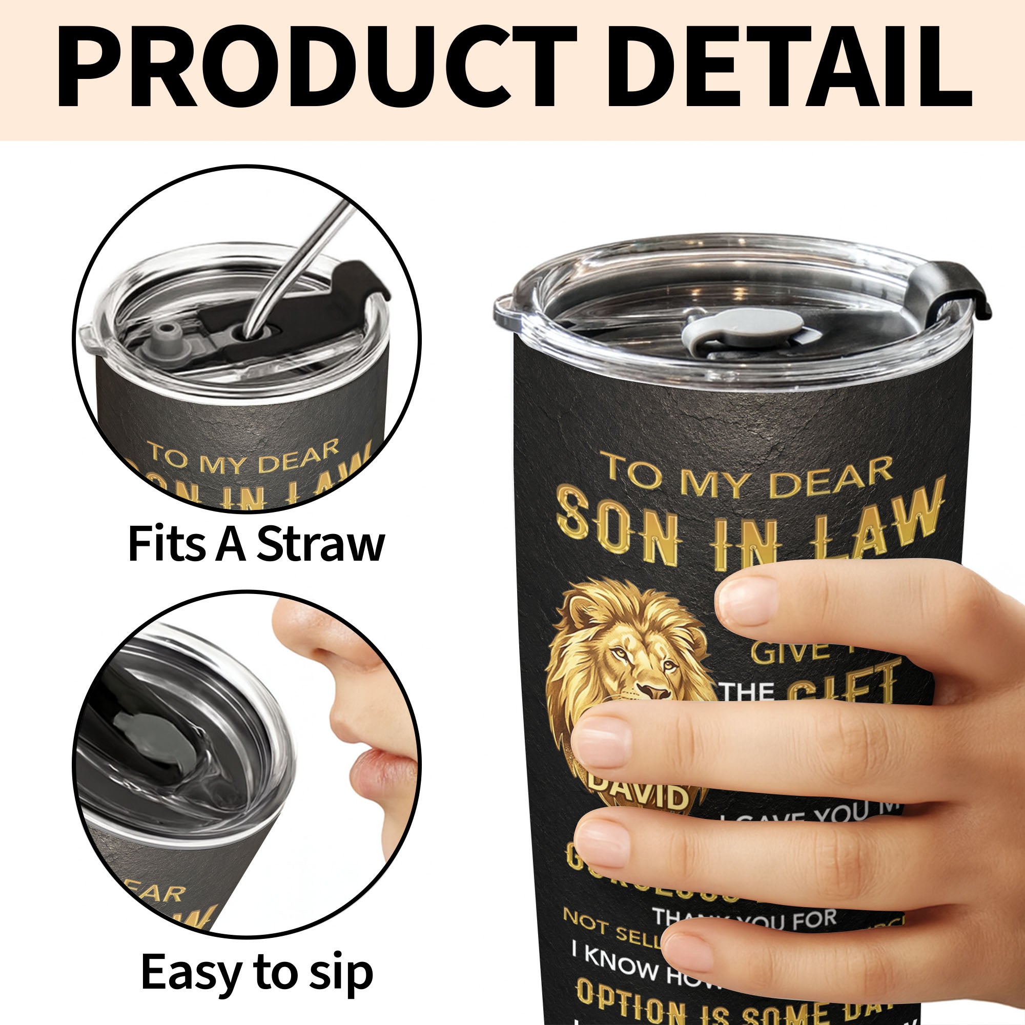 Personalized 20oz Stainless Steel Tumbler Gift for Son-in-Law