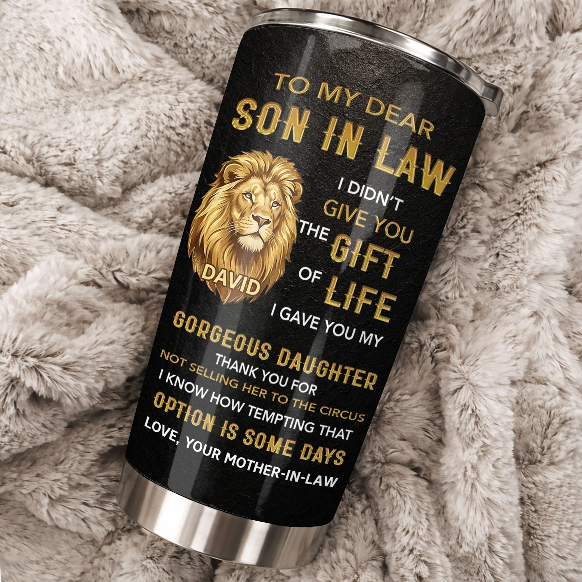 Personalized 20oz Stainless Steel Tumbler Gift for Son-in-Law