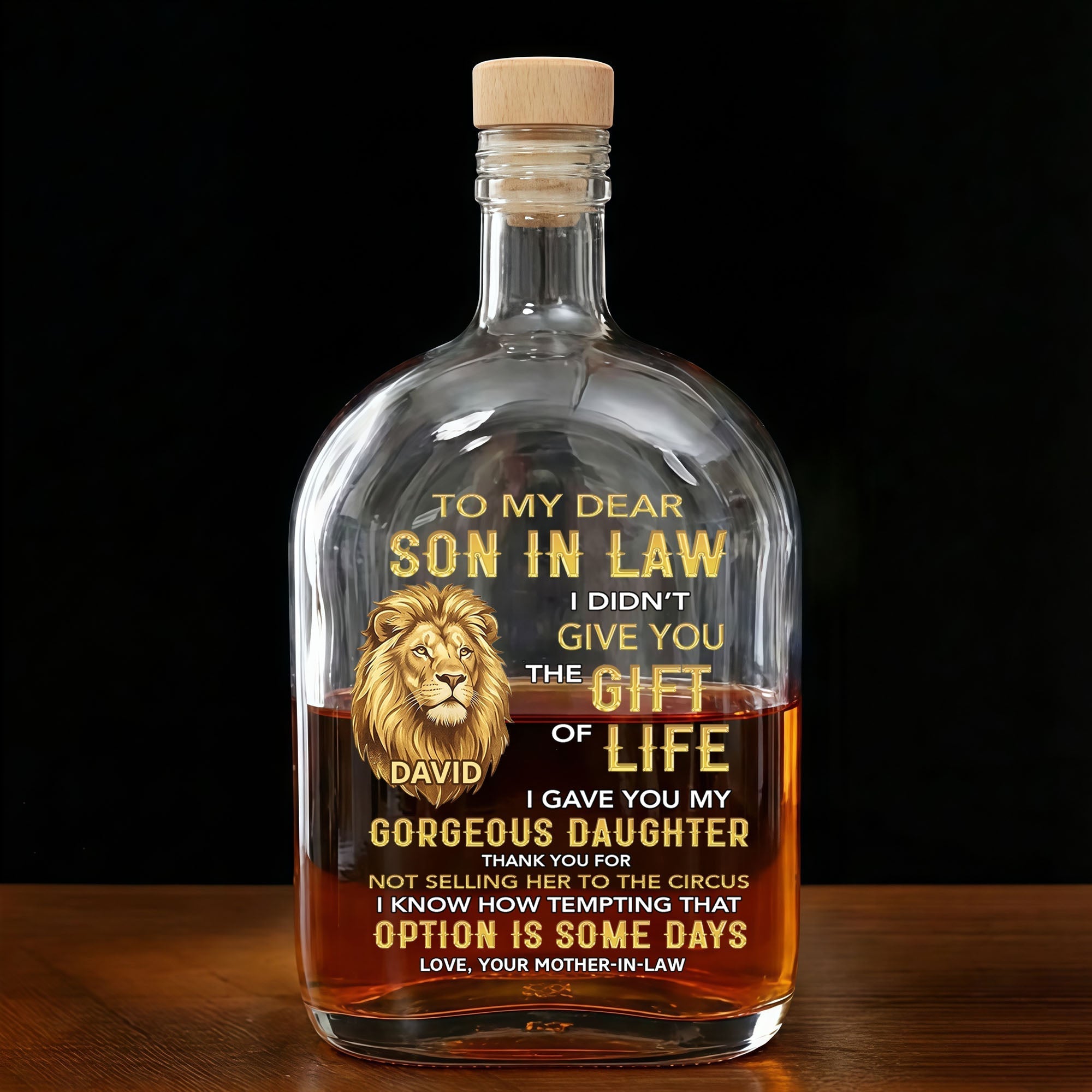 Personalized Whiskey Bottle Custom Name Gift for Son-in-Law
