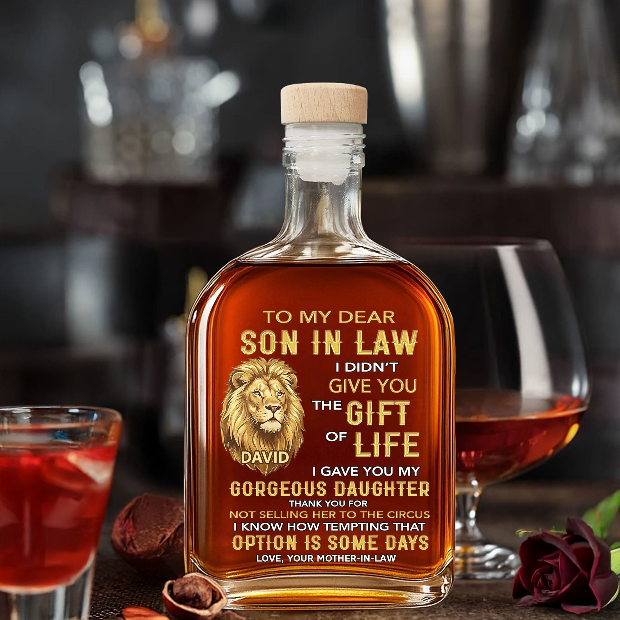 Personalized Whiskey Bottle Custom Name Gift for Son-in-Law