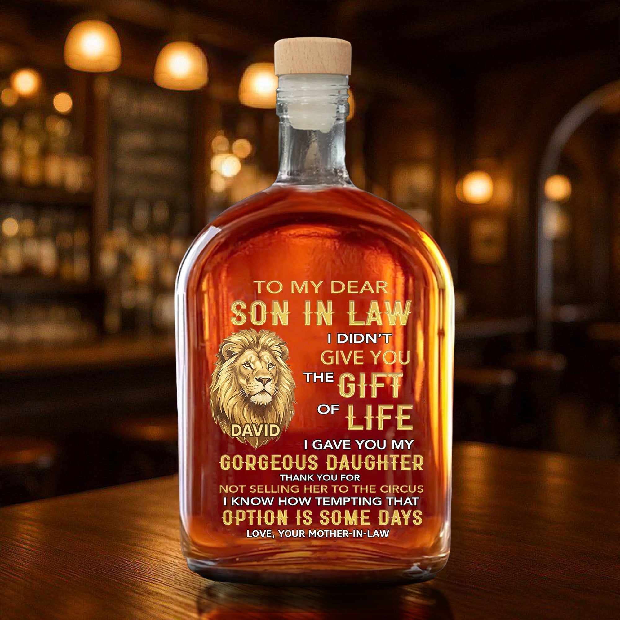 Personalized Whiskey Bottle Custom Name Gift for Son-in-Law