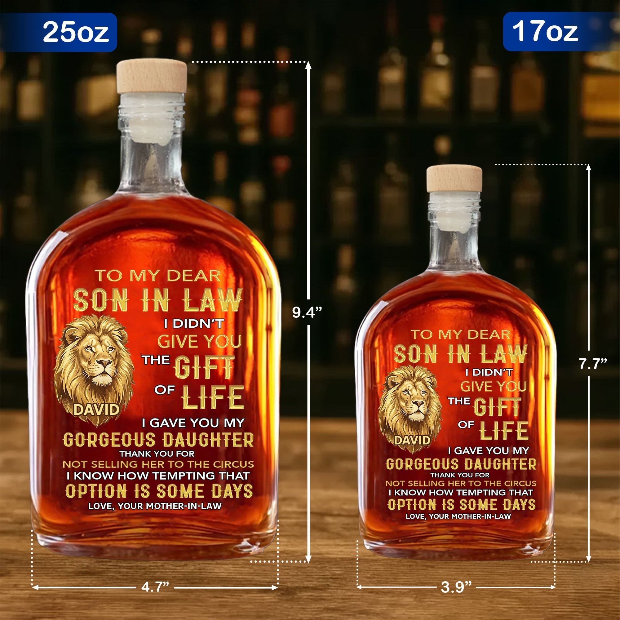 Personalized Whiskey Bottle Custom Name Gift for Son-in-Law