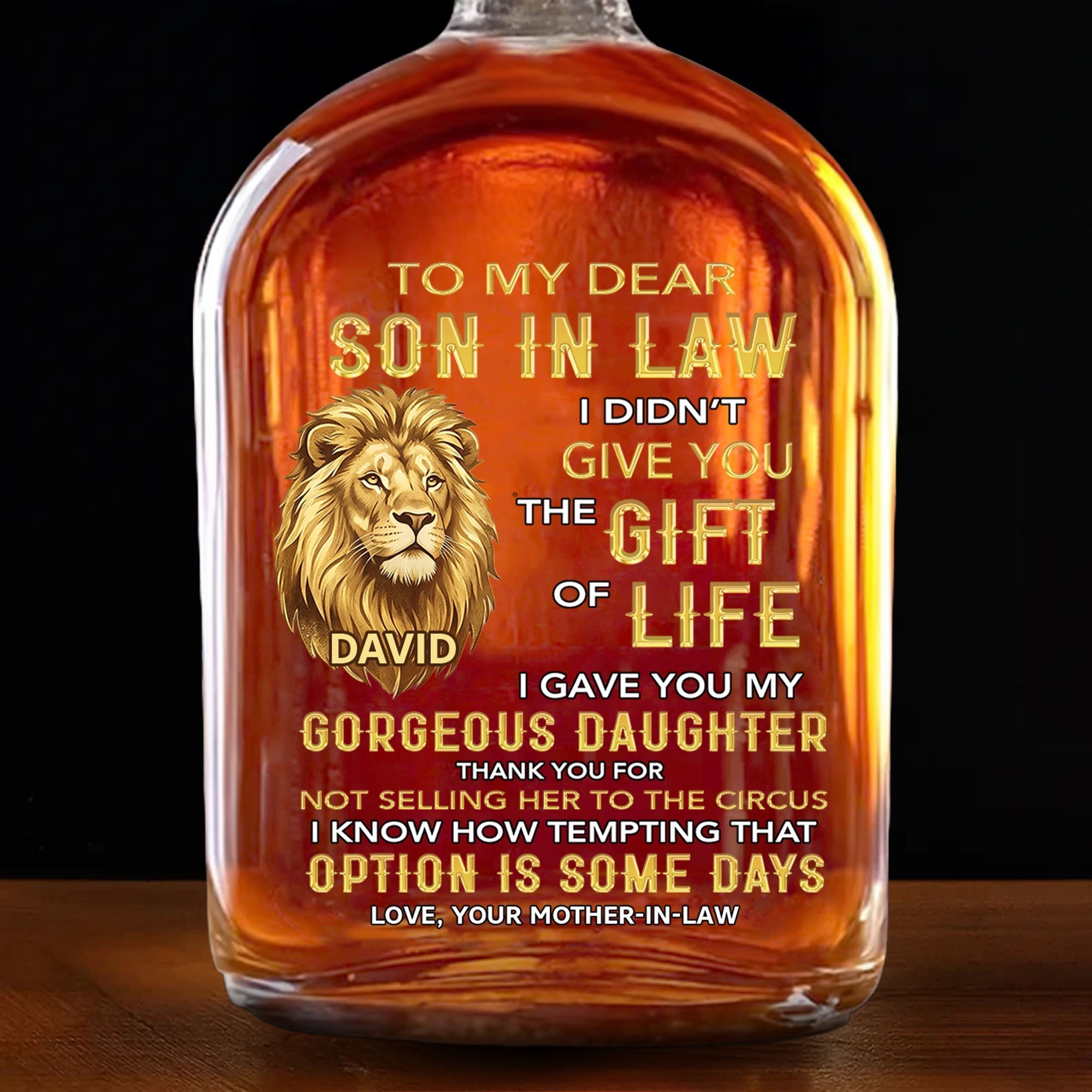 Personalized Whiskey Bottle Custom Name Gift for Son-in-Law