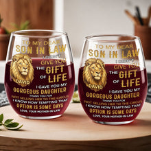 Load image into Gallery viewer, Personalized Stemless Wine Glass Custom Name Gift for Son-in-Law
