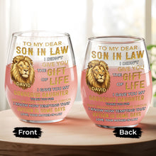 Load image into Gallery viewer, Personalized Stemless Wine Glass Custom Name Gift for Son-in-Law
