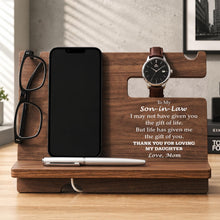 Load image into Gallery viewer, Personalized Wooden Phone Docking Station Gift for Son-in-Law
