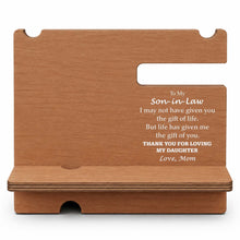 Load image into Gallery viewer, Personalized Wooden Phone Docking Station Gift for Son-in-Law

