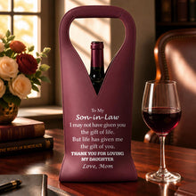 Load image into Gallery viewer, Personalized Leather Wine Bag Custom Design Gift for Son-in-Law
