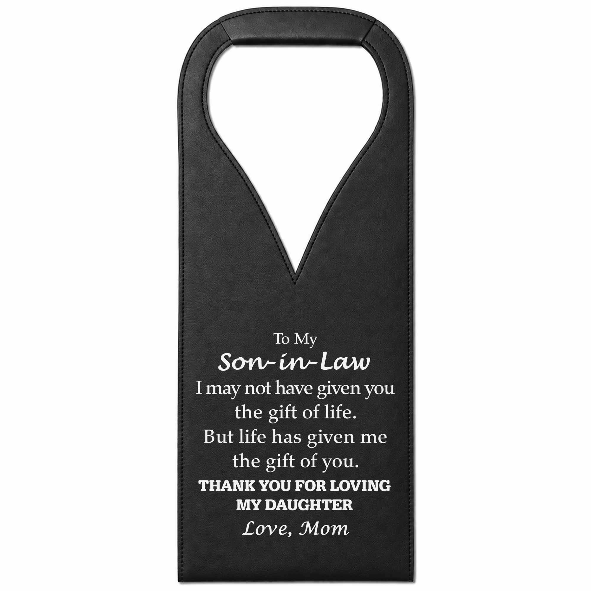 Personalized Leather Wine Bag Custom Design Gift for Son-in-Law