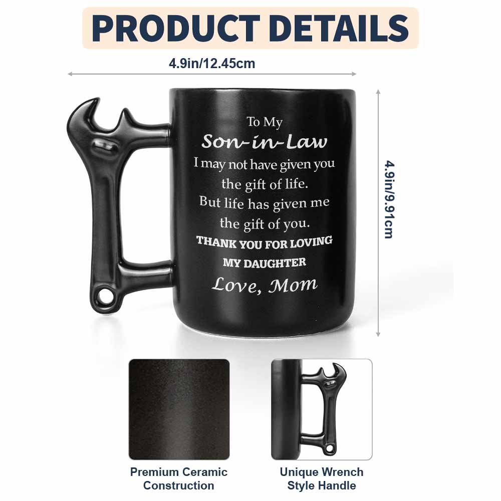 Personalized Wrench Handle Coffee Mug Custom Gift for Son-In-Law
