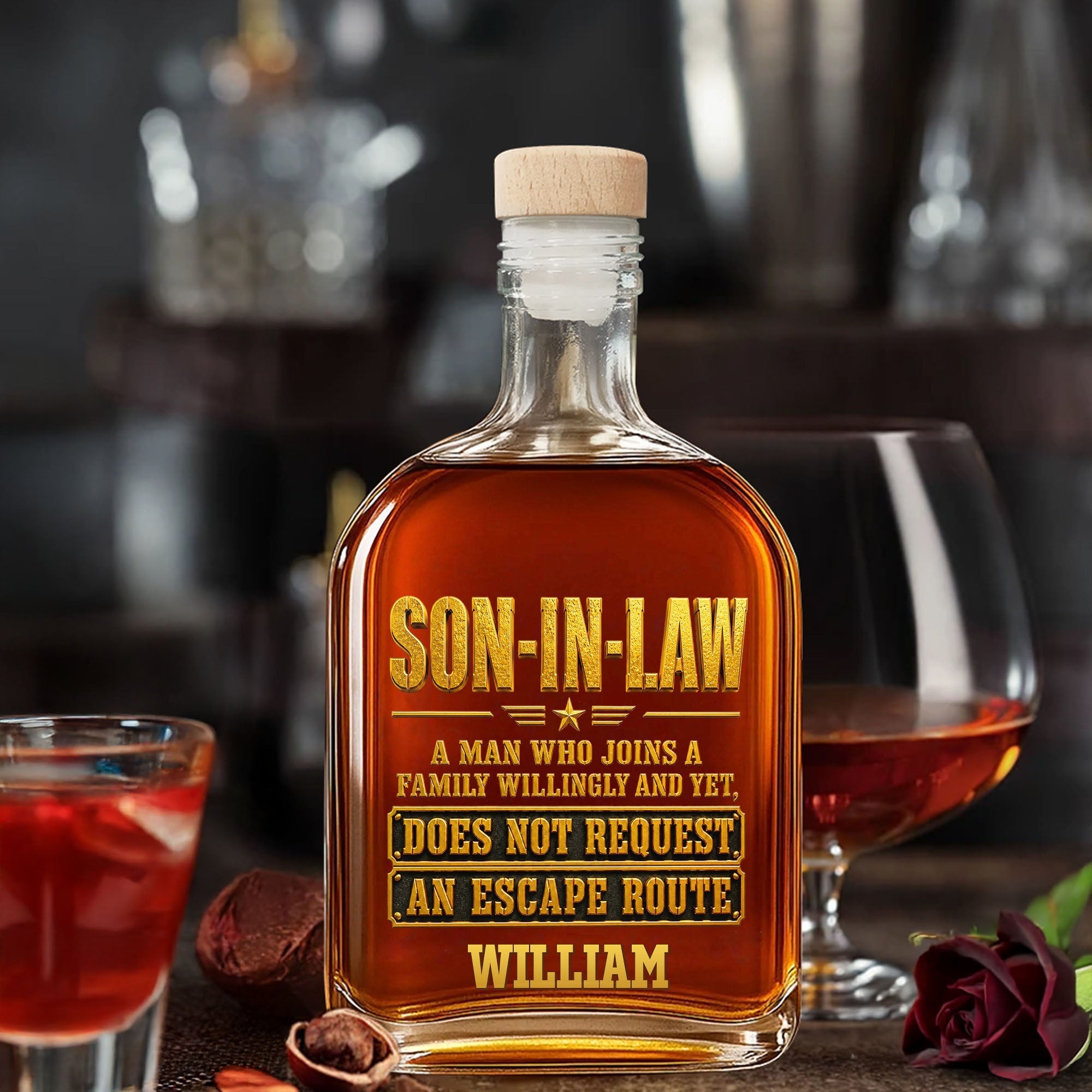 Personalized Whiskey Bottle Custom Name Gift for Son-in-Law