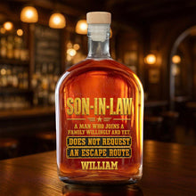 Load image into Gallery viewer, Personalized Whiskey Bottle Custom Name Gift for Son-in-Law
