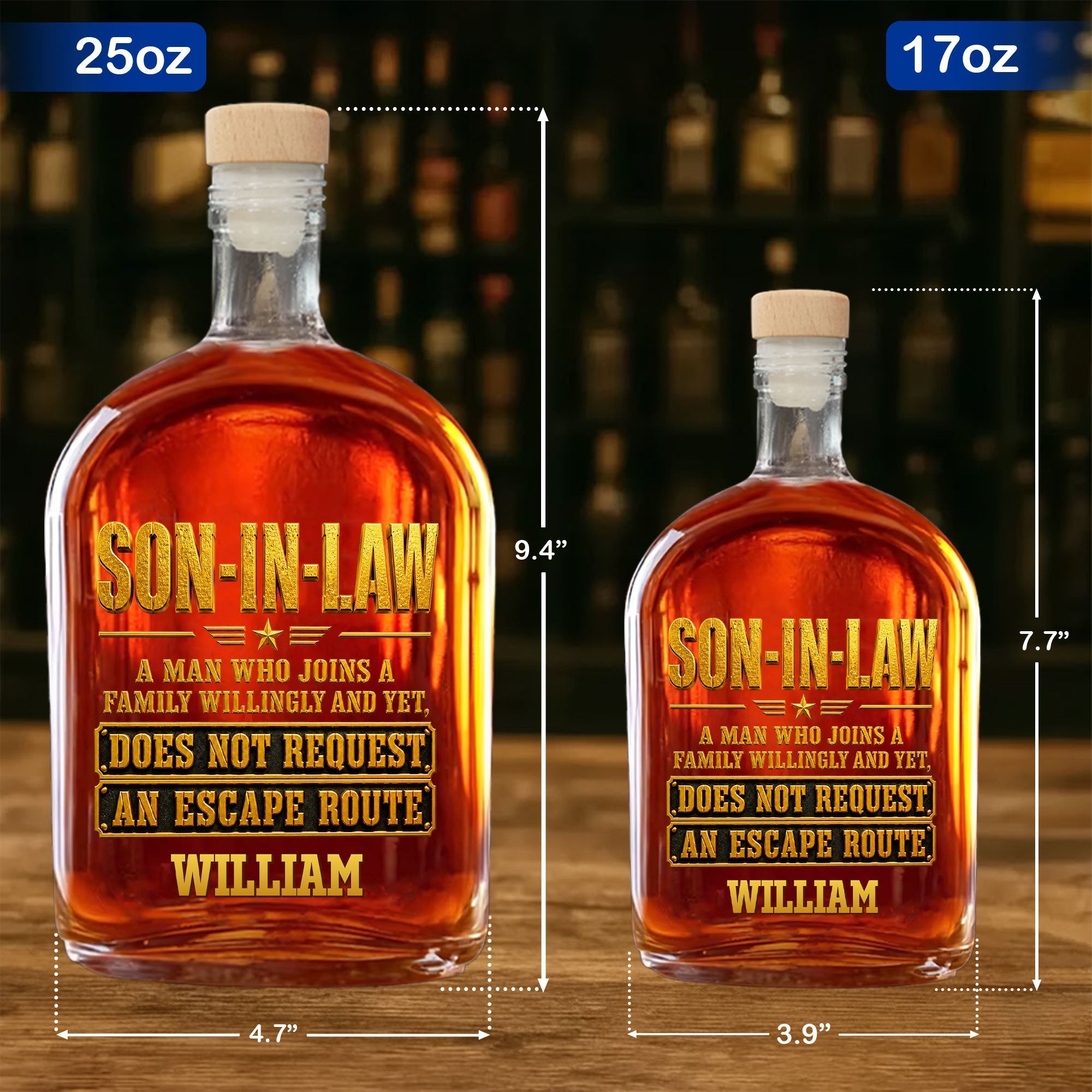 Personalized Whiskey Bottle Custom Name Gift for Son-in-Law