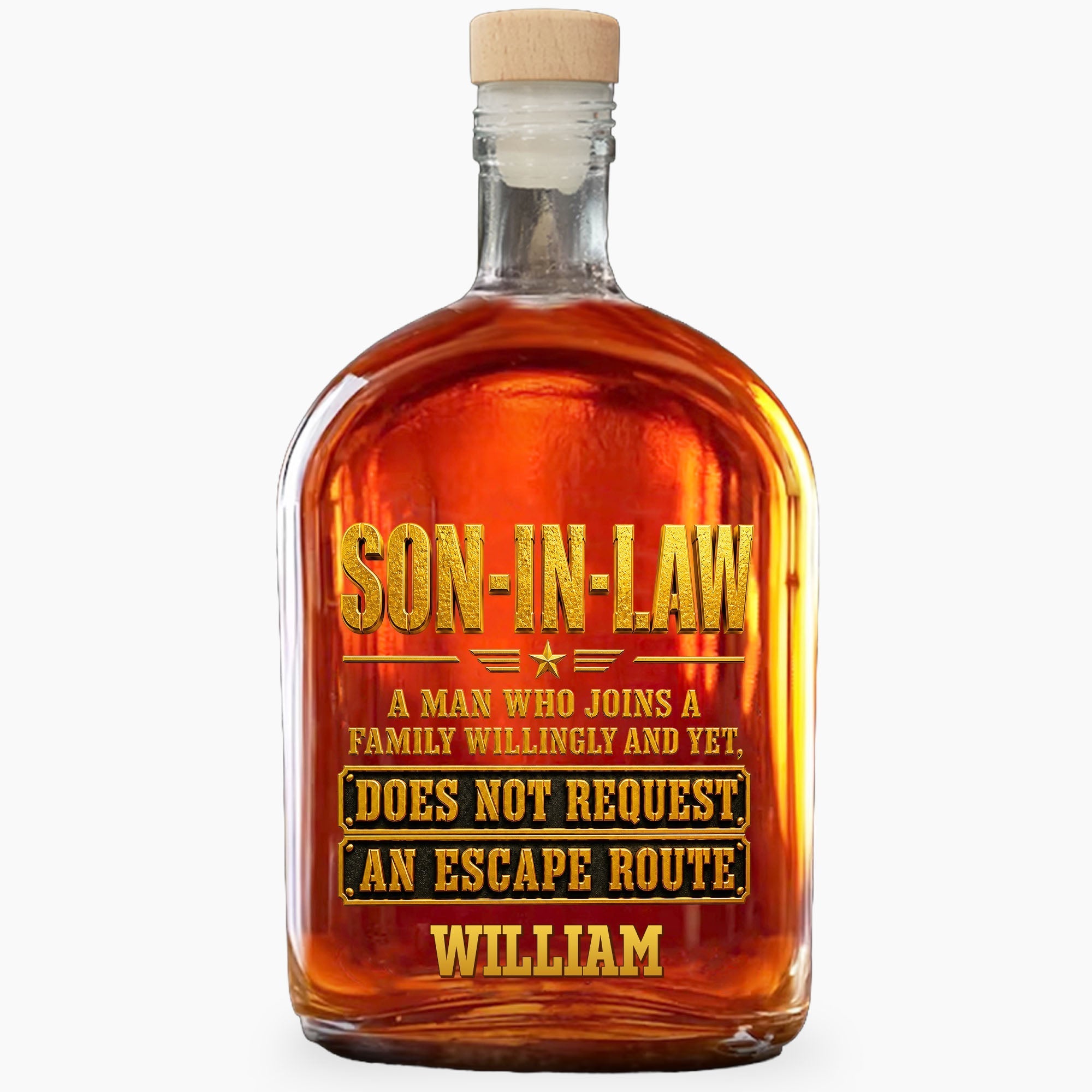 Personalized Whiskey Bottle Custom Name Gift for Son-in-Law