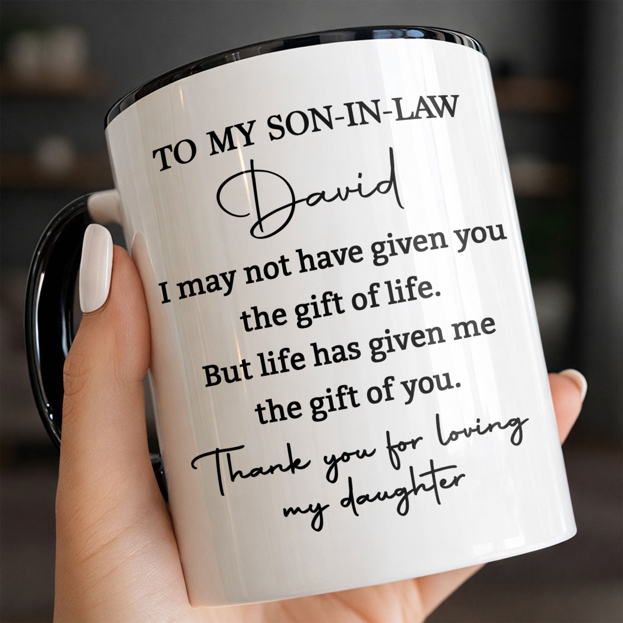 Personalized Accent Mug Custom Gift for Son-In-Law Coffee