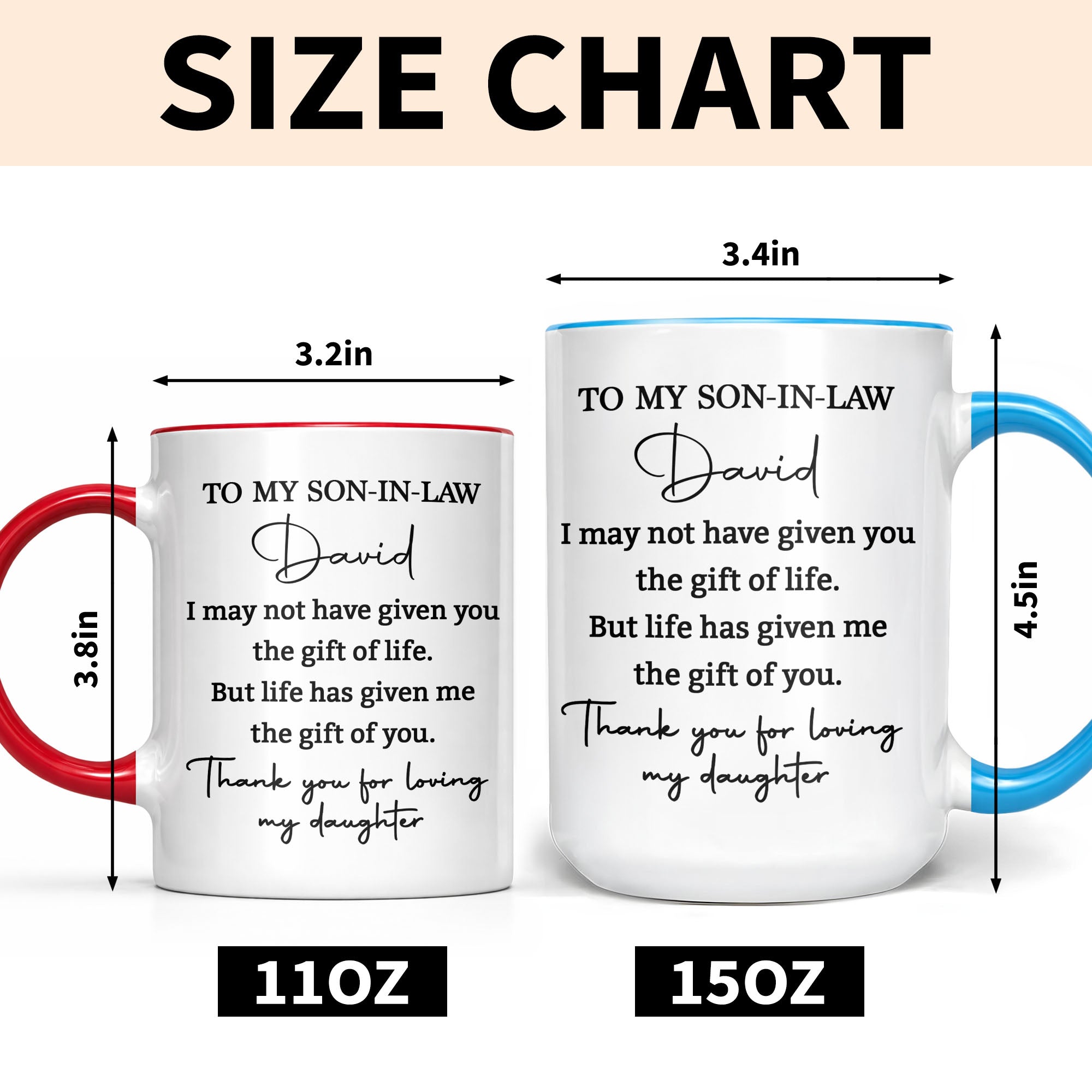 Personalized Accent Mug Custom Gift for Son-In-Law Coffee