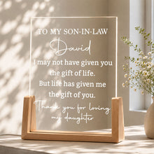 Load image into Gallery viewer, Personalized Acrylic Night Light with Wood Base Gift for Son-In-Law
