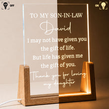 Load image into Gallery viewer, Personalized Acrylic Night Light with Wood Base Gift for Son-In-Law
