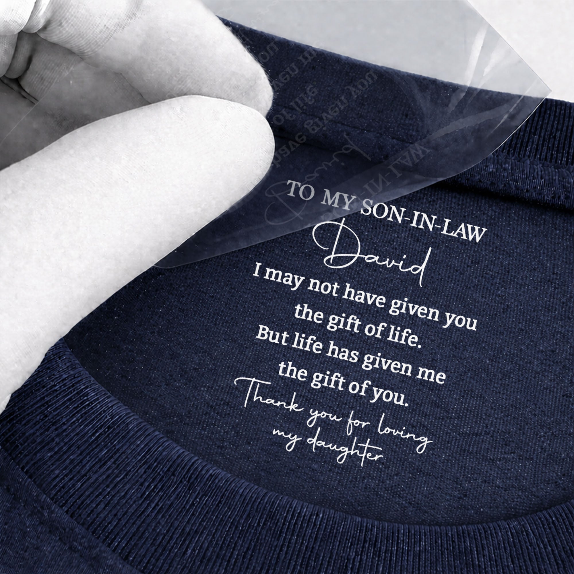 Personalized Inside Neck Print T-Shirt Gift for Son-in-Law