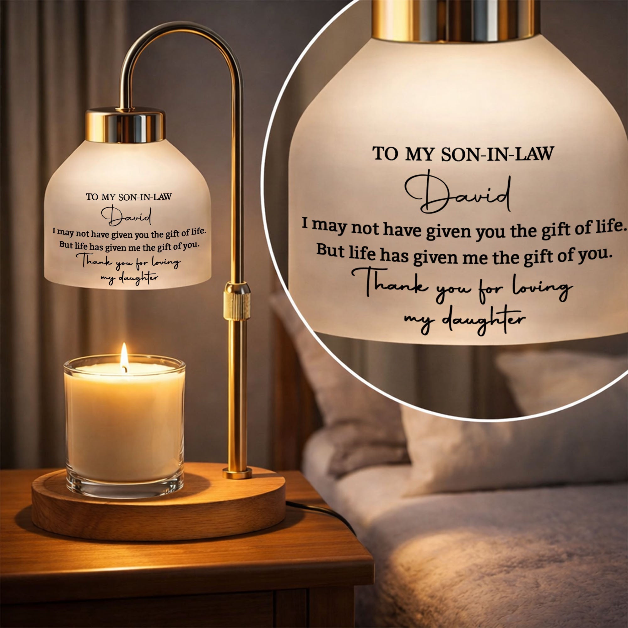 Personalized Candle Warmer Lamp Custom Name Gift for Son-in-Law