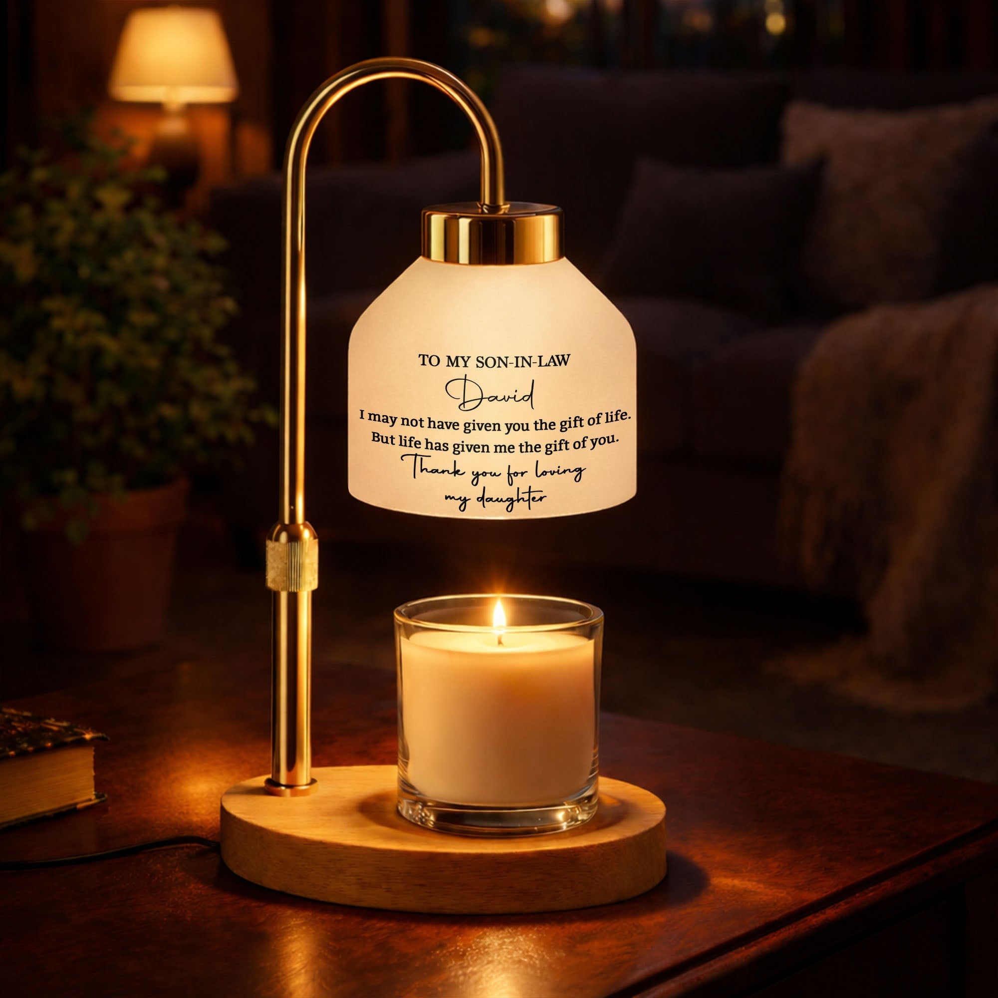 Personalized Candle Warmer Lamp Custom Name Gift for Son-in-Law