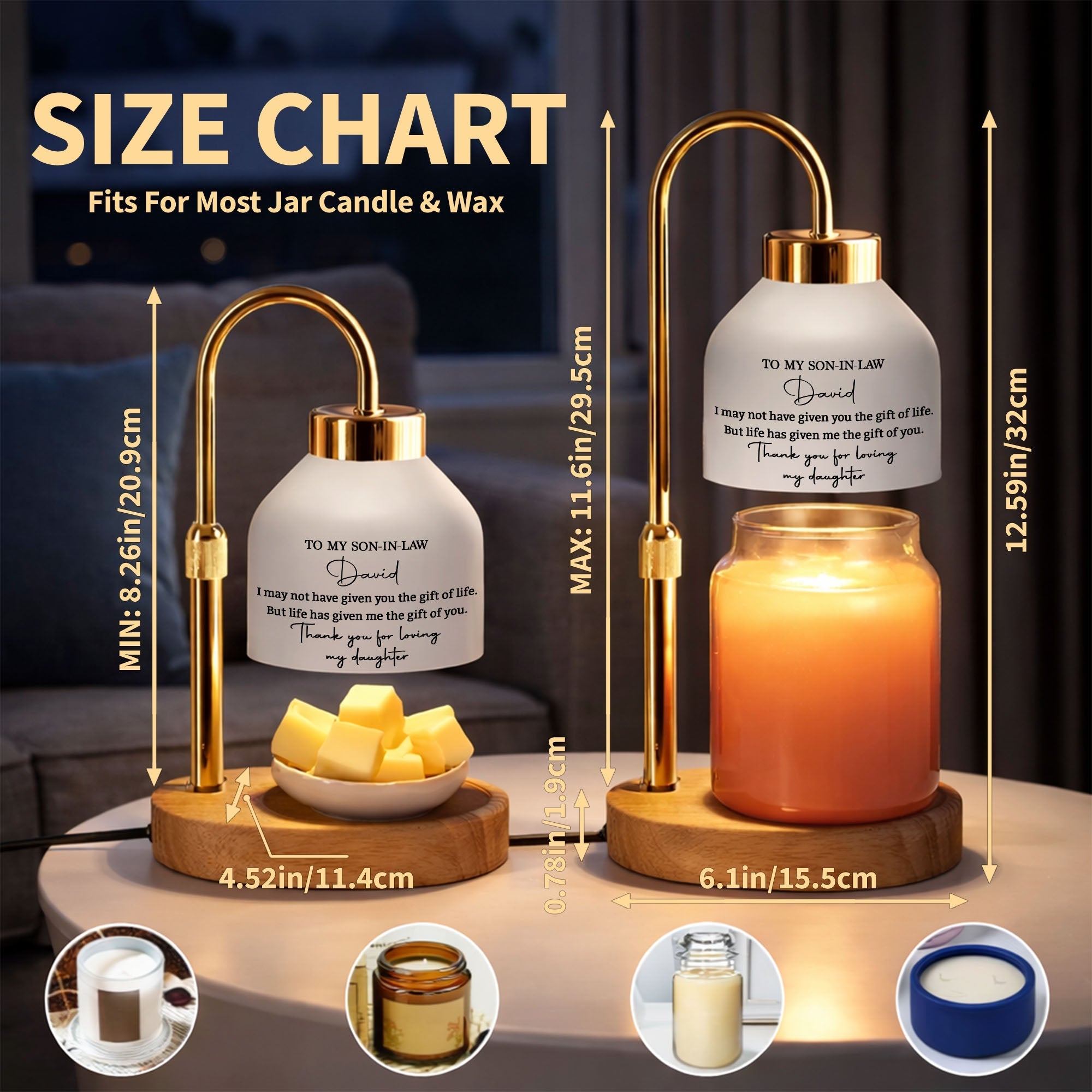 Personalized Candle Warmer Lamp Custom Name Gift for Son-in-Law