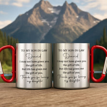 Load image into Gallery viewer, Personalized Carabiner Mug Custom Name Gift for Son-in-Law
