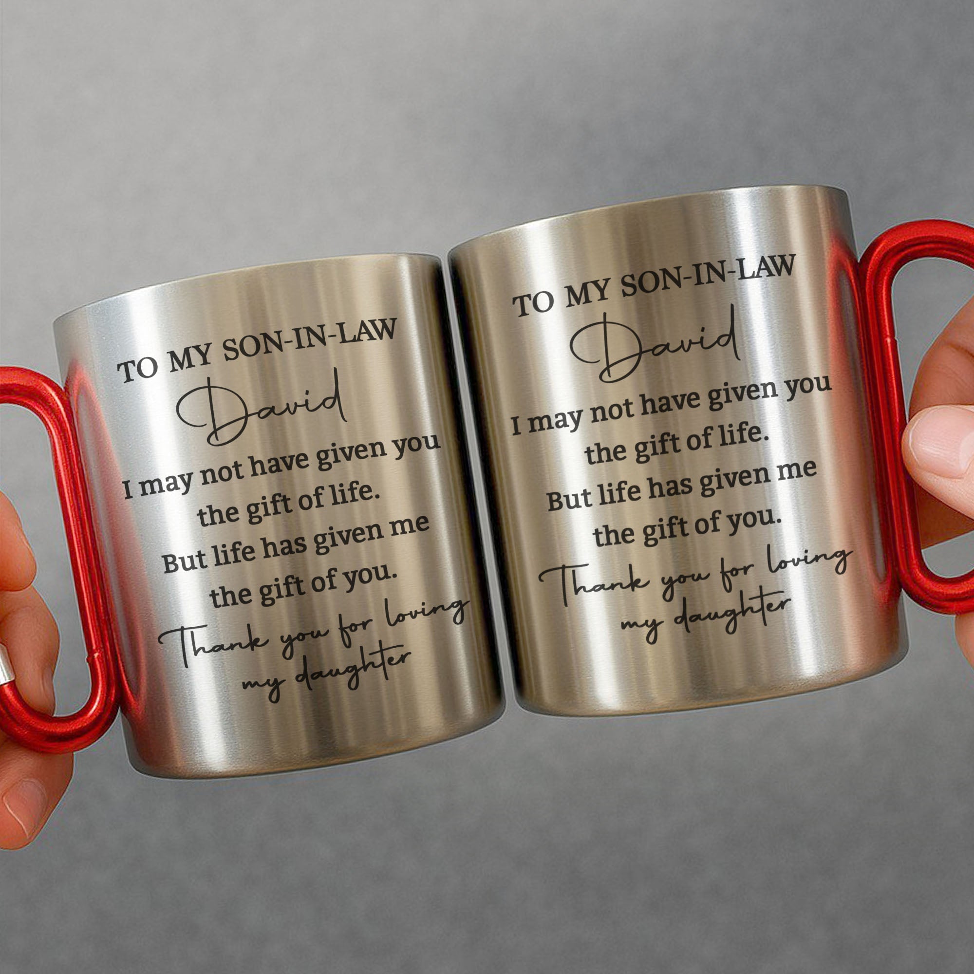 Personalized Carabiner Mug Custom Name Gift for Son-in-Law
