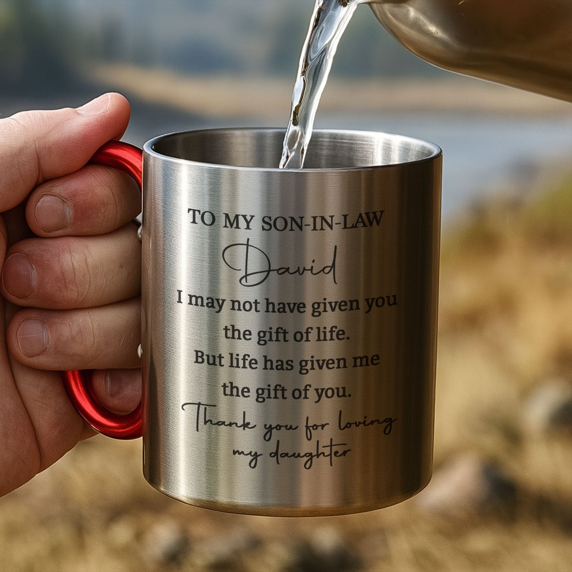 Personalized Carabiner Mug Custom Name Gift for Son-in-Law