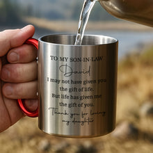 Load image into Gallery viewer, Personalized Carabiner Mug Custom Name Gift for Son-in-Law
