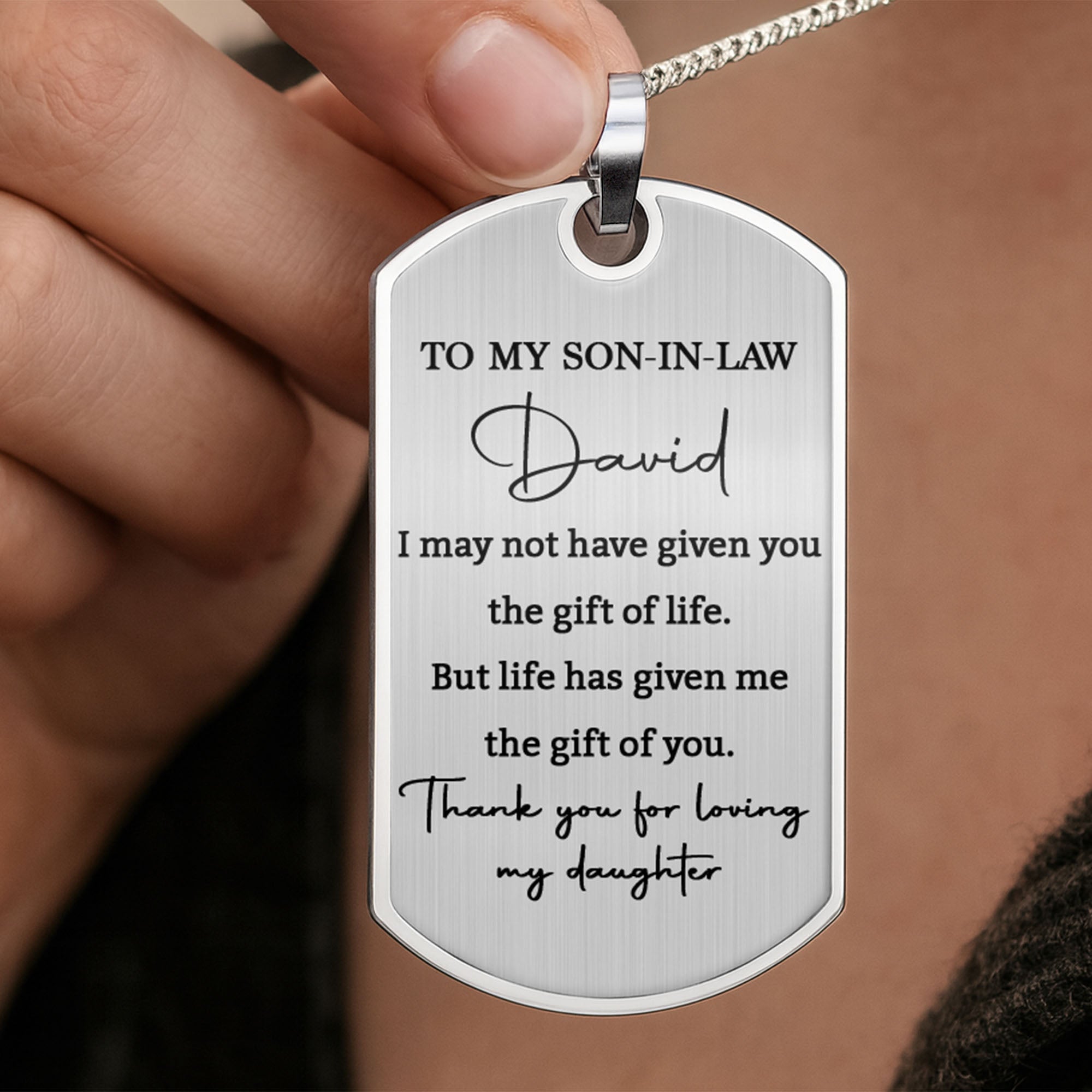 Personalized Dog Tag Necklace Custom Gift for Son-in-Law