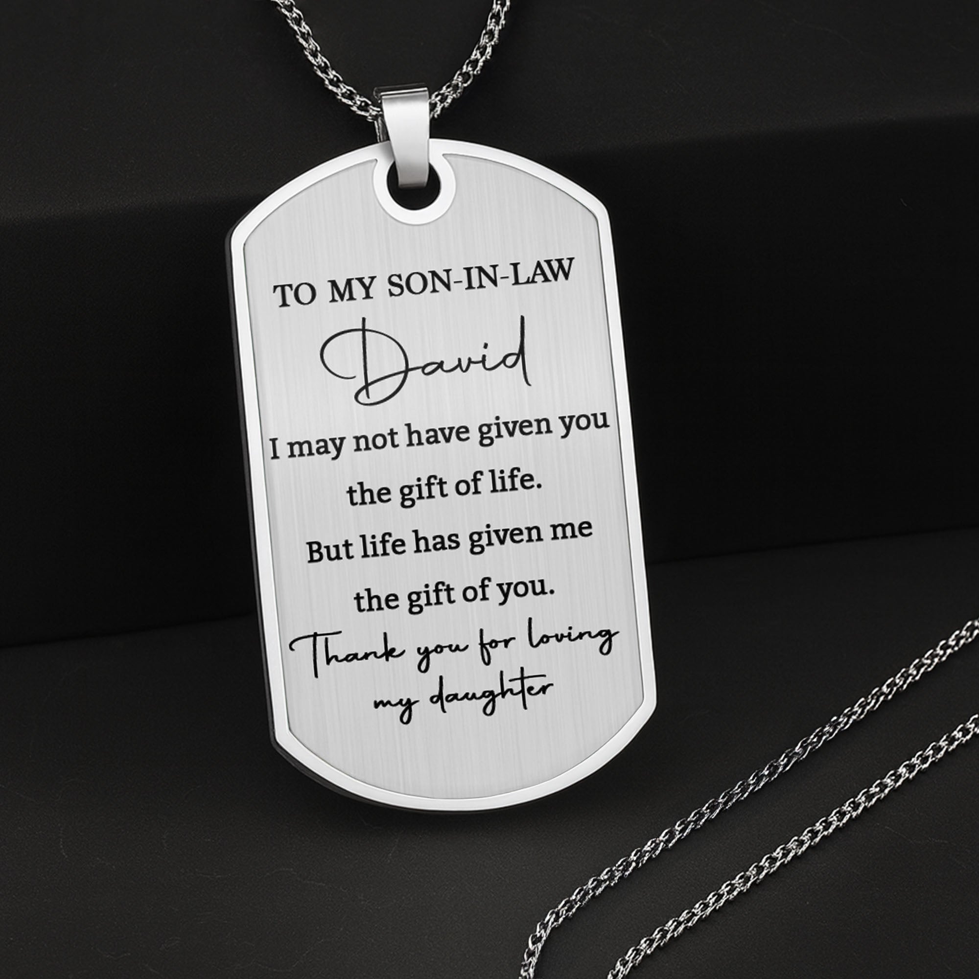 Personalized Dog Tag Necklace Custom Gift for Son-in-Law