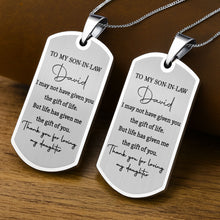 Load image into Gallery viewer, Personalized Dog Tag Necklace Custom Gift for Son-in-Law
