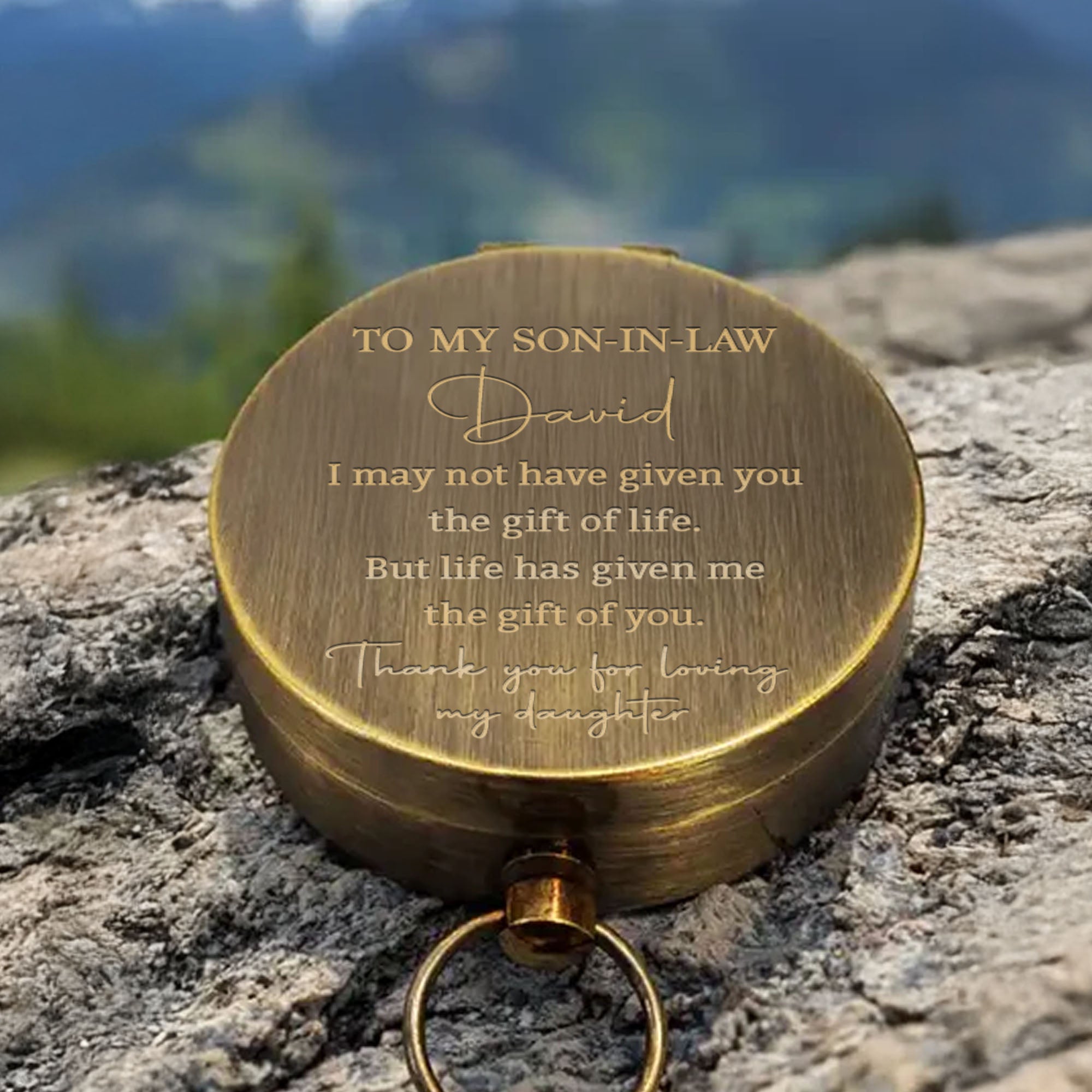 Personalized Engraved Brass Compass Custom Gift for Son-in-Law