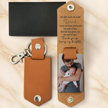 Load image into Gallery viewer, Personalized Leather Keychain Custom Photo Gift for Son-in-Law
