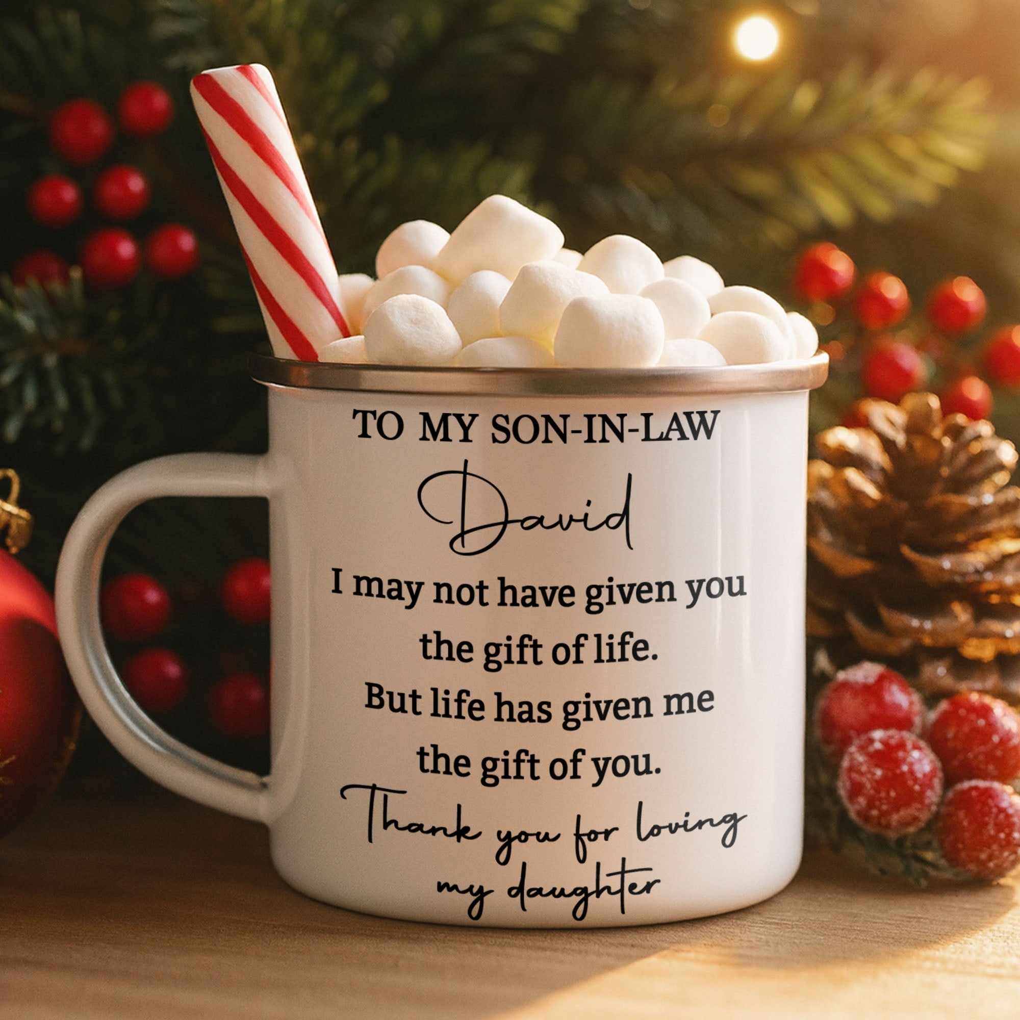Personalized Enamel Mug Custom Gift for Son-In-Law | BBQ, Father's Day