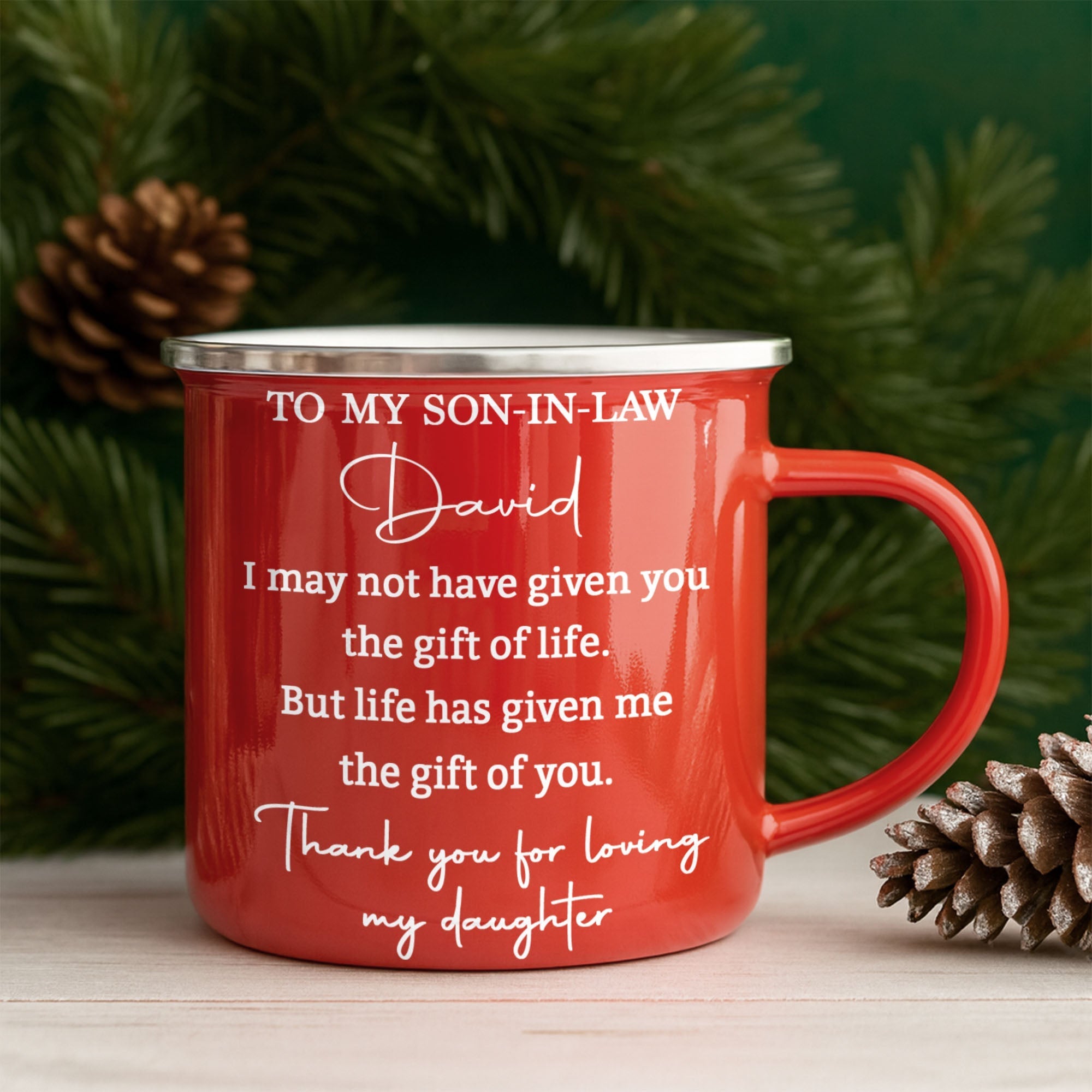 Personalized Enamel Mug Custom Gift for Son-In-Law | BBQ, Father's Day